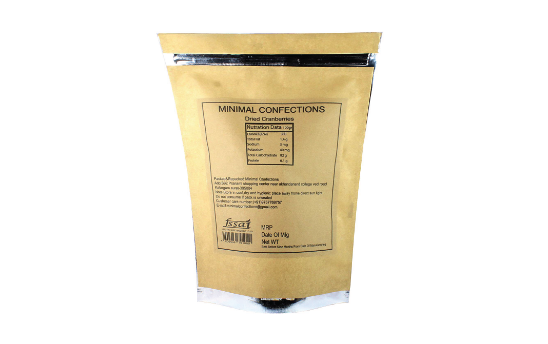 Minimal Dried Cranberries (American Cranberries)   Pack  250 grams